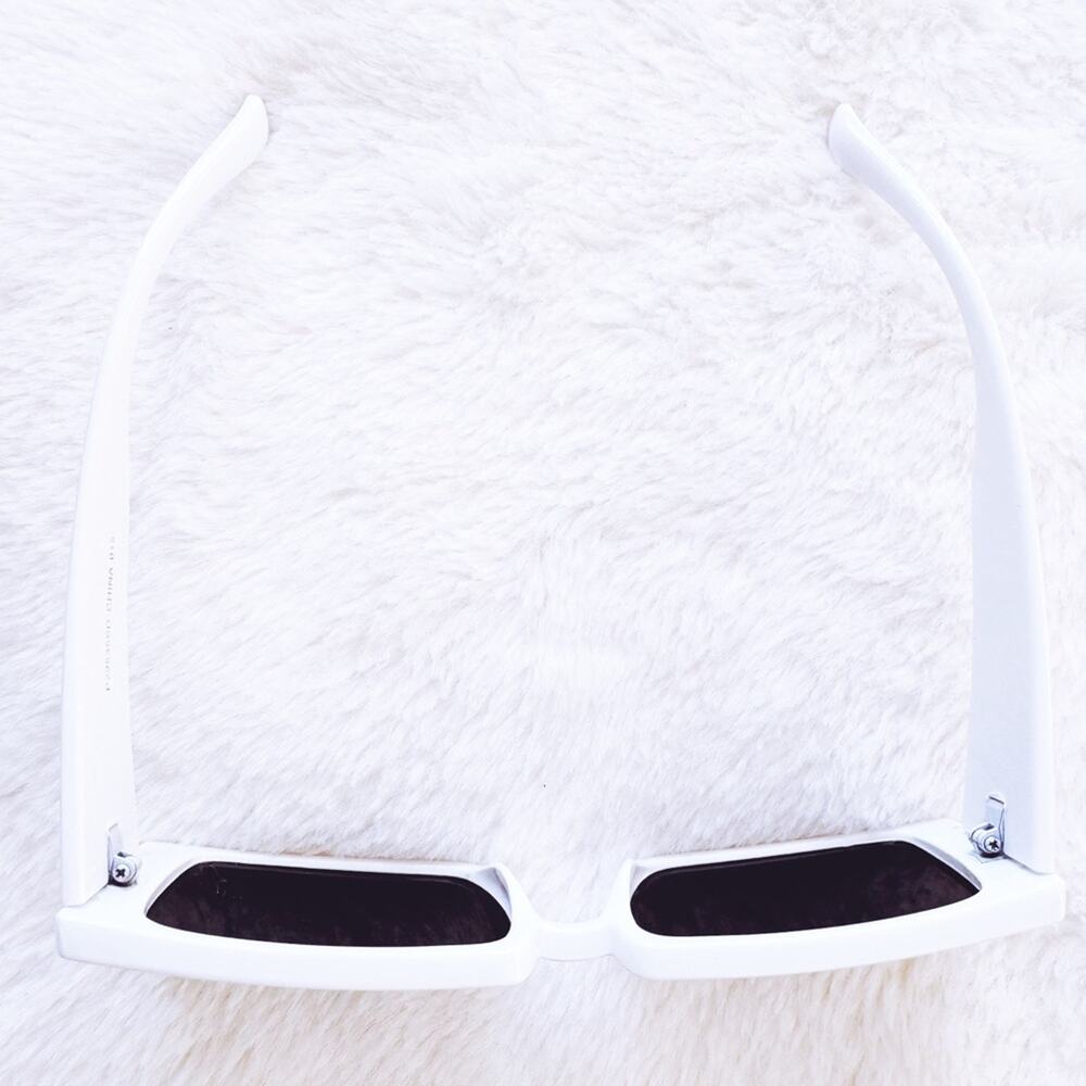 Aaron White Rectangular Sunglasses - Picture 3 of 11